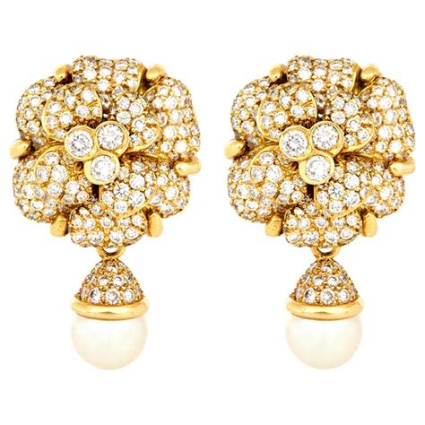 chanel camellia drop earrings|Chanel camelia earrings for sale.